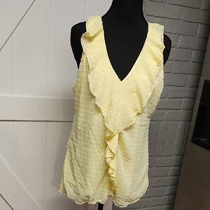 Iz Byer Light Yellow Ruffle Tank Top